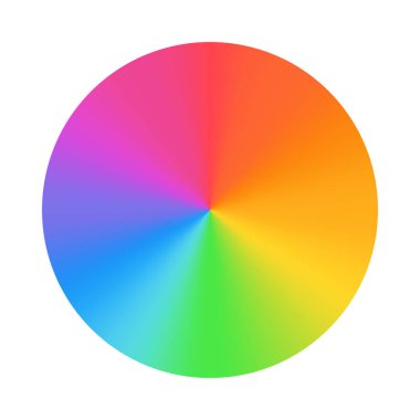 Renkli tekerlek paleti. RGB, RYB, CYMK sistemi. Renk uyumu. Vektör İllüstrasyonu.
