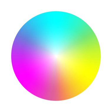 Renkli tekerlek paleti. RGB, RYB, CYMK sistemi. Renk uyumu. Vektör İllüstrasyonu.