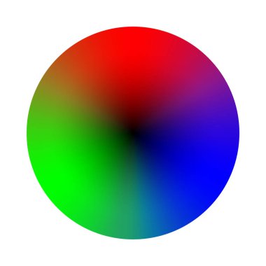 Renkli tekerlek paleti. RGB, RYB, CYMK sistemi. Renk uyumu. Vektör İllüstrasyonu.