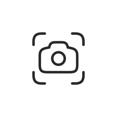 Kamera Simgesi beyaz arkaplanda izole edildi. Kamera kabartması taranıyor