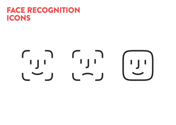 Gesicht Symbole Symbole Für Den Gesichtsscanner Gesichtserkennungssystem Signalisiert Gesichtserkennungssymbole Vektorabbildung — Stockvektor