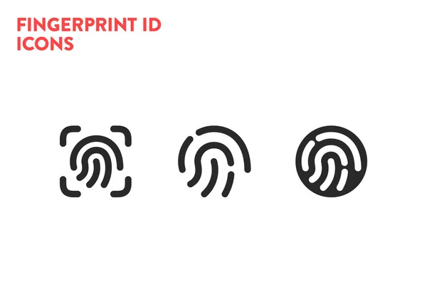 Symbole Symbole Für Den Fingerabdruckscanner Fingerabdruck Erkennung Vektorabbildung Auf Weißem — Stockvektor
