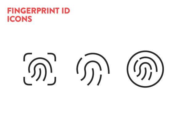 Symbole Symbole Für Den Fingerabdruckscanner Fingerabdruck Erkennung Vektorabbildung Auf Weißem — Stockvektor