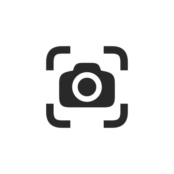 Kamera Simgesi Beyaz Arkaplanda Izole Edildi Kamera Kabartması Taranıyor — Stok Vektör