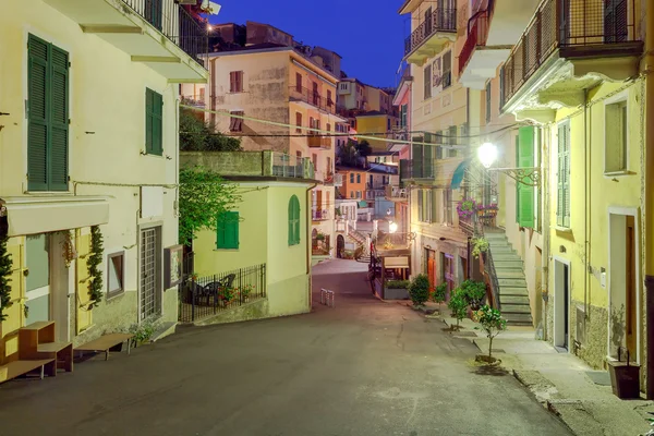 Manarola. Rua velha à noite . — Fotografia de Stock