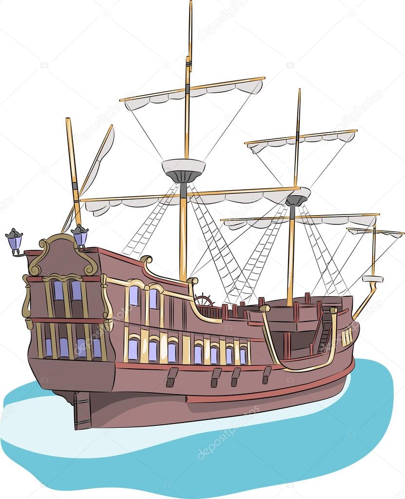 Vector. Sailing ship.