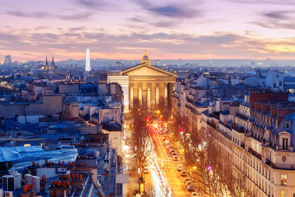 Paris. Flygfoto på natten. — Stockfoto