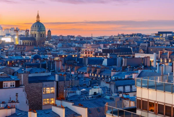 Paris. Vue aérienne la nuit . — Photo