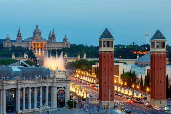 Barcelona. Plaza de España al atardecer . — Foto de Stock