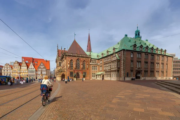 Bremen. La plaza central del mercado. Ayuntamiento . —  Fotos de Stock
