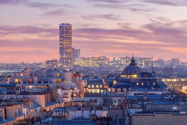 Paryż. Widok z lotu ptaka w nocy. — Zdjęcie stockowe