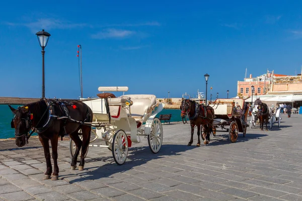 Chania. Horse-drawn carriage. Royalty Free Stock Images