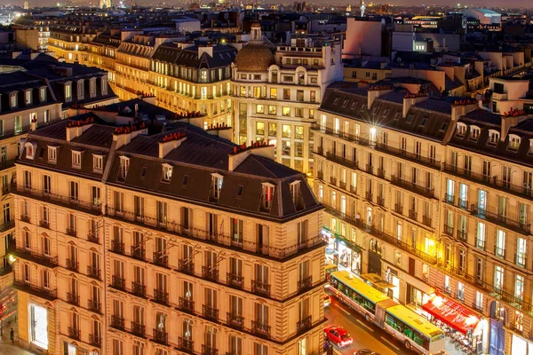 Paris. Luftaufnahme bei Nacht. — Stockfoto