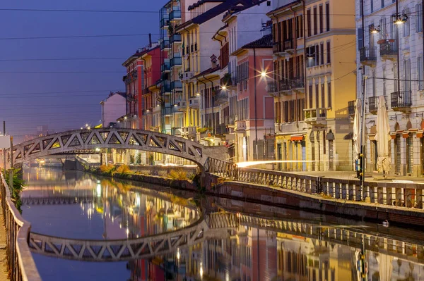 Milan. Canal Naviglio Grande at sunset. — Stock Photo, Image