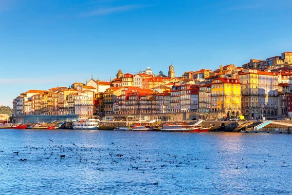 Porto. Multicolored houses on the waterfront of the Douro River.