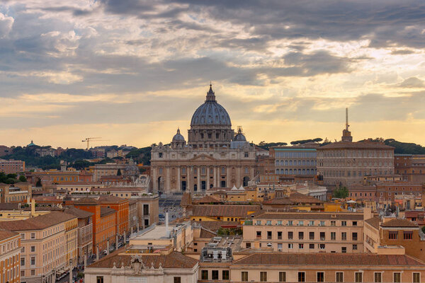 View of St. Peter's Cathedral on the sunset. Rome. Italy. Vatican