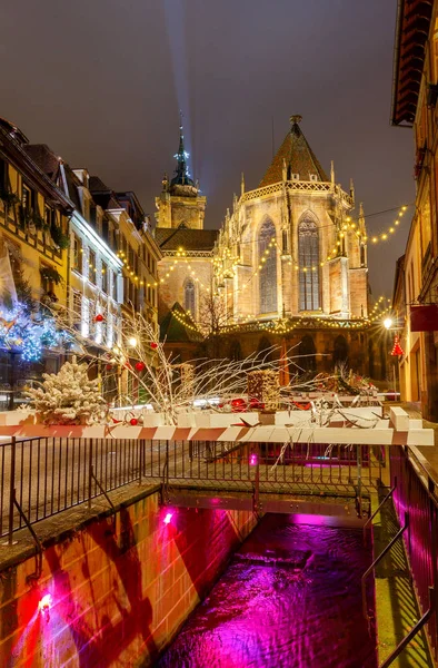 Francouzská města Colmar na Štědrý den. — Stock fotografie