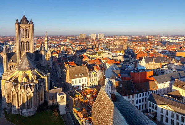 Gent. Aerial view of the old city. — Stock Photo, Image