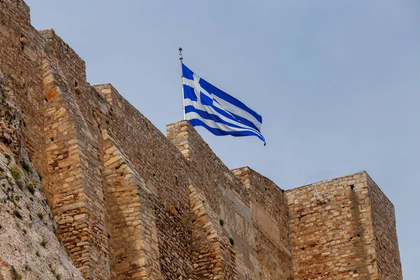 Афины. Греческий флаг . — стоковое фото