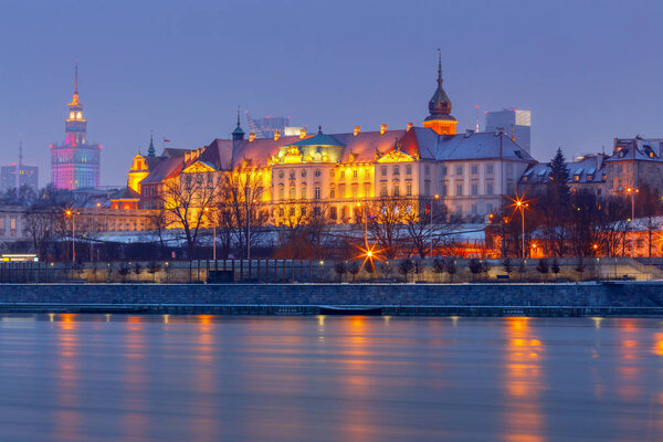 Warsaw. View of the old city at sunset.