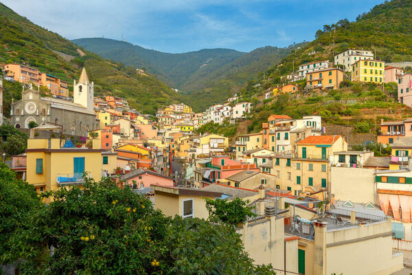 Riomaggiore village in the Cinque Terre National Park. Italy. Liguria.