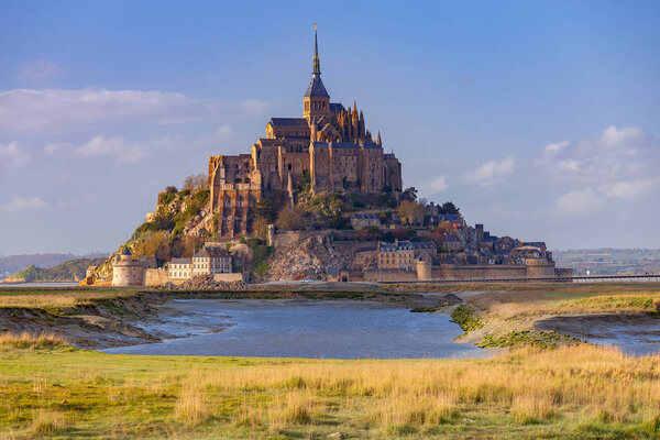 Mont Saint-Michel at sunset.
