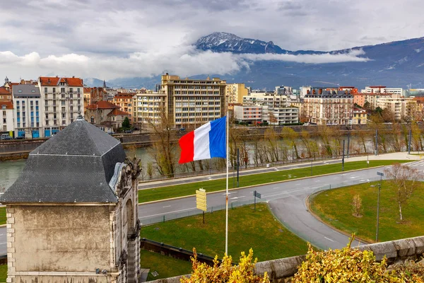 Grenoble. Şehrin havadan görünüşü. — Stok fotoğraf