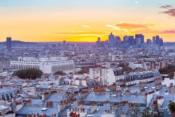 Paris. Gün batımında şehrin havadan görünümü. — Stok fotoğraf