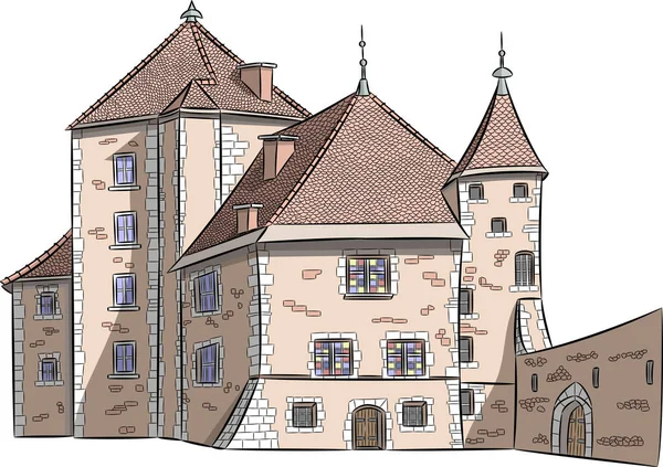 Croquis en couleur du vieux château d'Annecy . — Image vectorielle