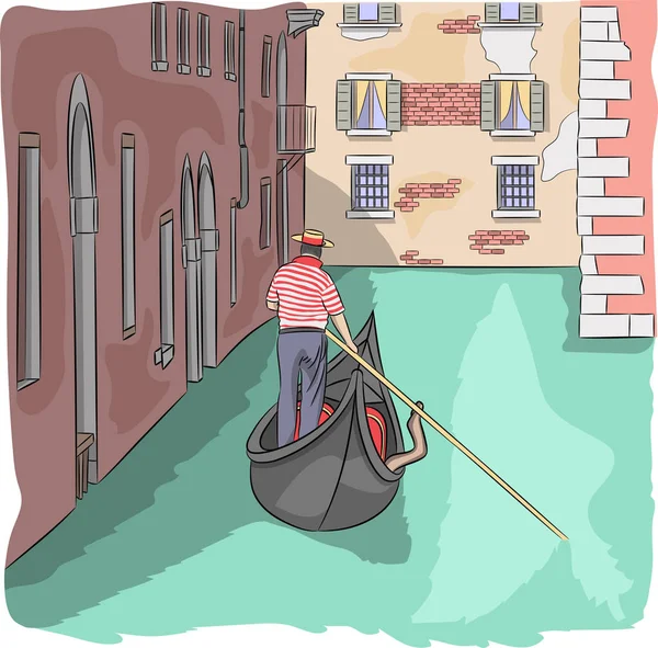 Gondolier vénitien dans une gondole . — Photo