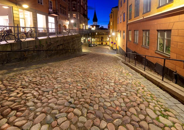 Stockholm. Old street at night. — Stock Photo, Image