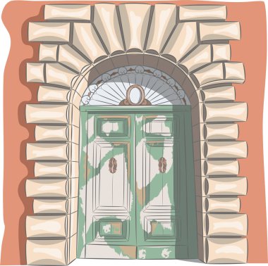 Eski ahşap yeşil kapı.