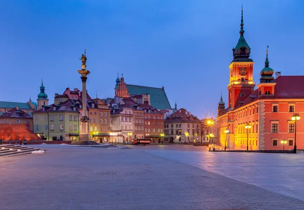 Warszawa. Slottstorget i gryningen. — Stockfoto