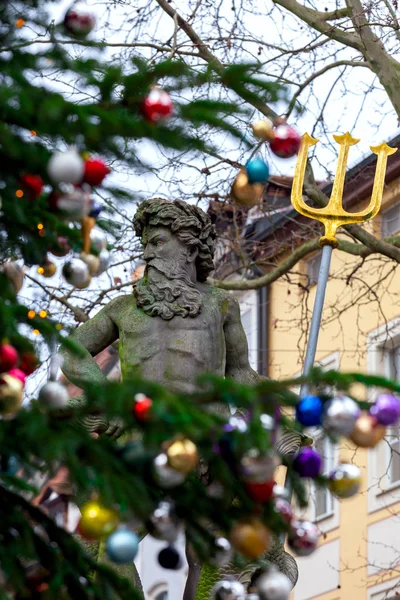 班贝格城市广场上的海王星雕像. — 图库照片