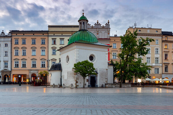 Catholic church of St. Wojciech in the market square. Krakow. Poland.
