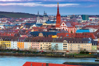 Wurzburg 'da. Hava şehri görünümü.