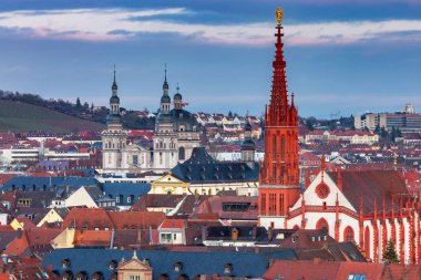 Wurzburg 'da. Hava şehri görünümü.