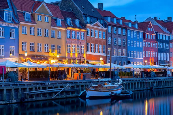 Copenhagen. The Nyhavn channel is at dawn. Stock Image