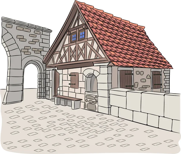 Steintorhaus in Rothenburg ob der Tauber. — Stockvektor