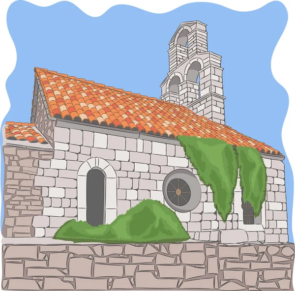 Budva. Kerk van St. Mary. — Stockvector