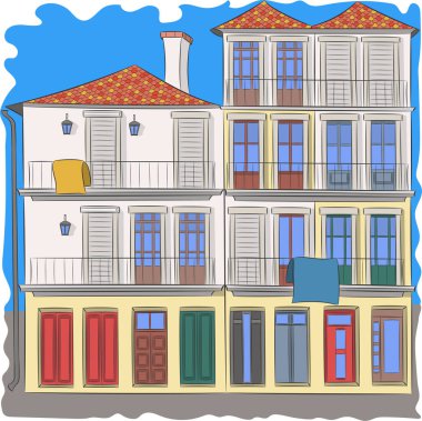 Porto 'daki renkli geleneksel ev.