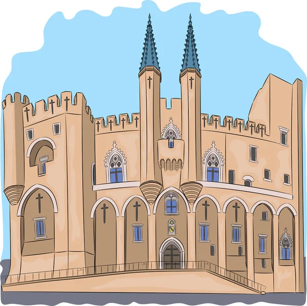 Avignon. La Provence. Palais des Papes . — Image vectorielle