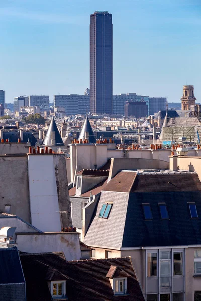 Ілюстрований Вигляд Міста Дахів Повітря Рано Вранці Париж Франція — стокове фото