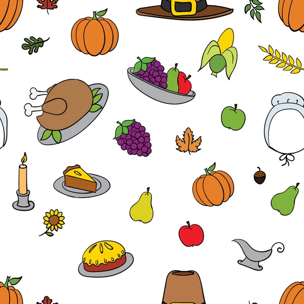 Tirage de dessin animé motif Thanksgiving, texture. Modèle et ensemble sans couture, non coupés . — Image vectorielle