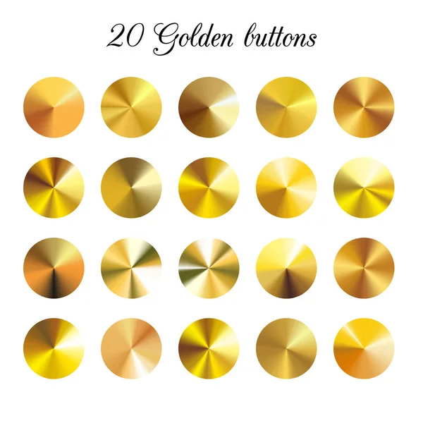 Golden buttons collection.Vector set of gold gradients mesh — Stock Vector