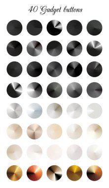 Gadget'ı degrade kafes kümesi. Metalik düğmeleri koleksiyonu, endüstriyel tasarım renk örnekleri, vektör çizim.