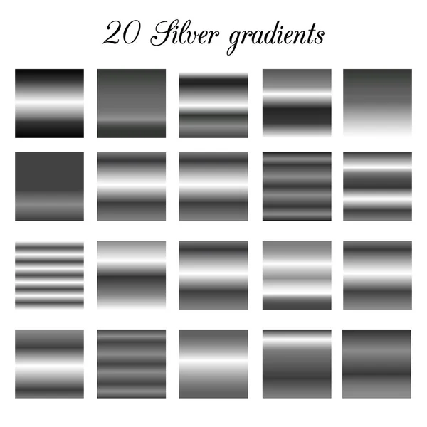 Set of silver gradients.Metallic squares collection,Vector illustration. — Stock Vector