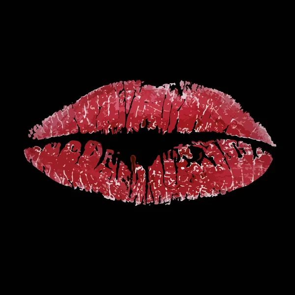 Lipstick kiss on black background — Stock Vector
