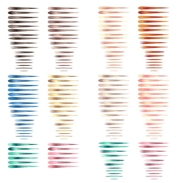 Vector large collection or set of 190 artistic hair brush strokes isolated on white background, metaphor to art, grunge or grungy, realistic design — Stock Vector