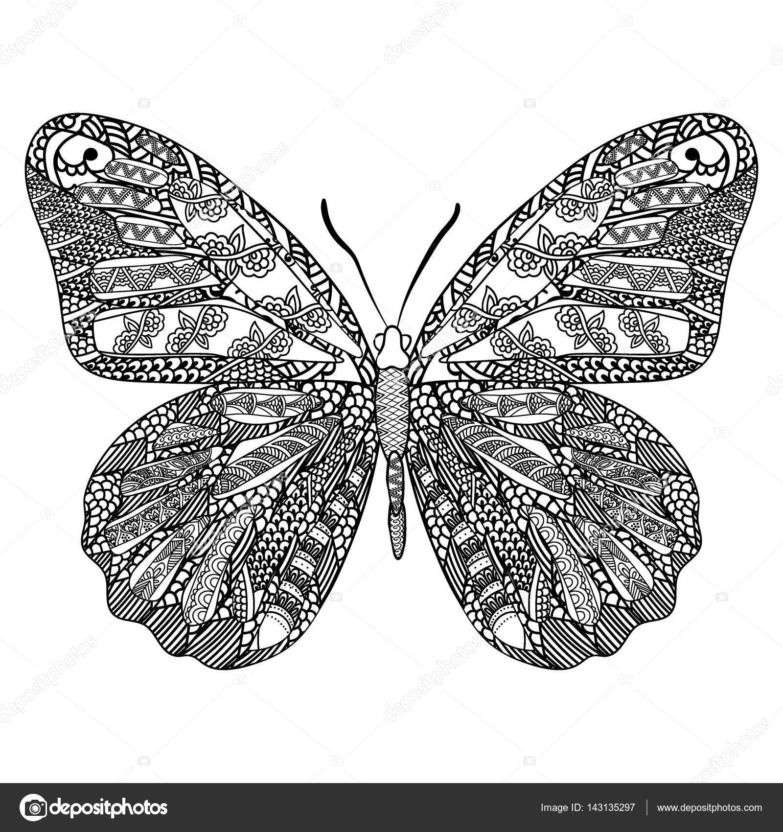 Schmetterling Mit Ethnischen Doodle Muster Zentangle Inspirierte Schmetterling Mit Ethnischen Doodle Muster Zentangle Inspirierte
